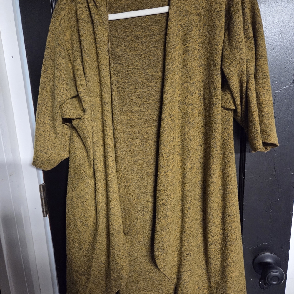 Women's Mustard Open-Front Sweater